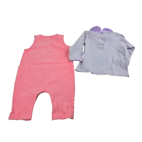 Vintage Carters Y2K Baby Girl Clothes John Lennon Pink Overalls Set Elephant 3-6 - Picture 4 of 5